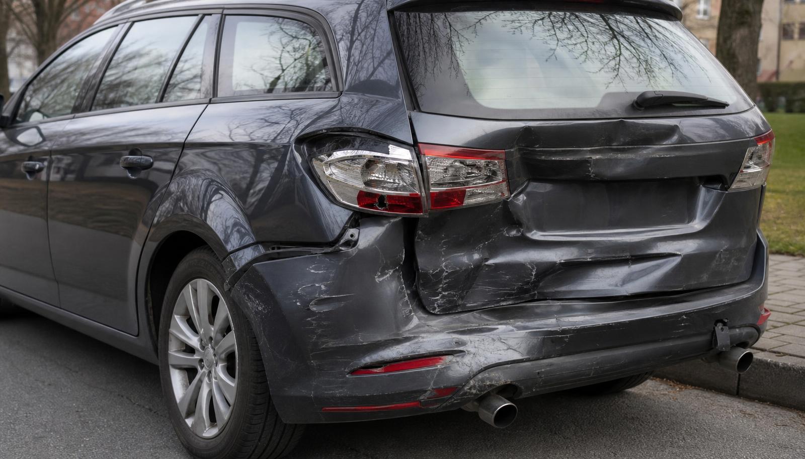 Unfallfahrzeug bei der Begutachtung eines Haftpflichtschadens